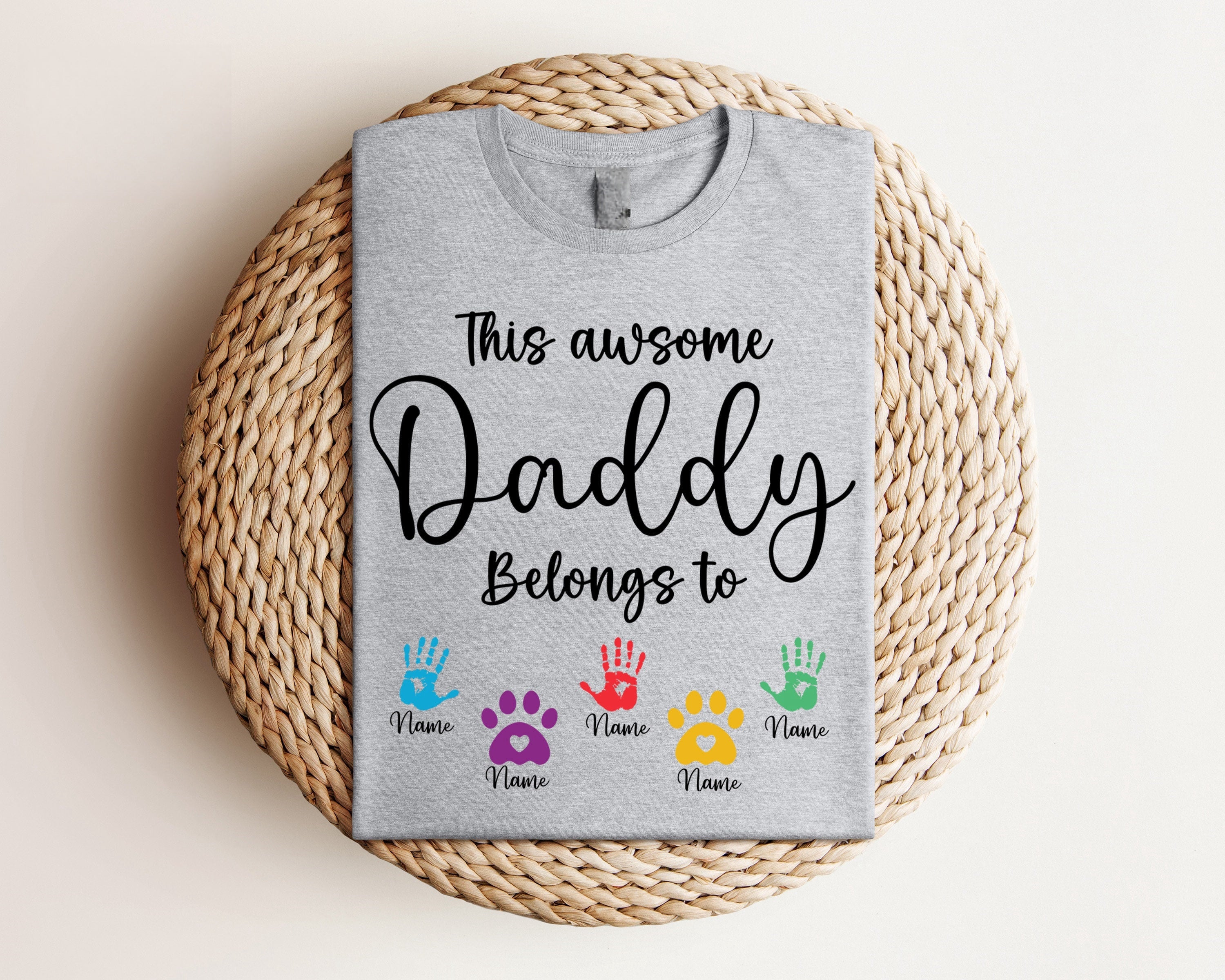 This Awesome Daddy Belongs to Shirt, Personalized Dad Shirt, Custom Dad Shirt, Fathers Day Gifts From Kids, Customized Dad Gifts-ilovevango