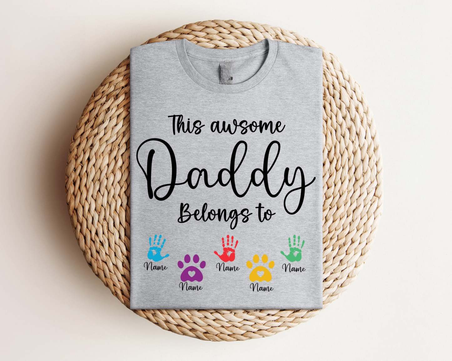 This Awesome Daddy Belongs to Shirt, Personalized Dad Shirt, Custom Dad Shirt, Fathers Day Gifts From Kids, Customized Dad Gifts-ilovevango