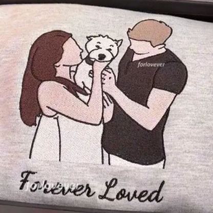 Forlovever Custom Couple Photo Embroidered T-Shirt Sweatshirt Hoodie