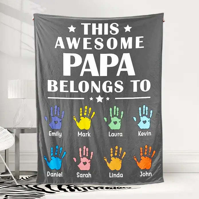 Personalized Fathers Day Blanket This Awesome Daddy Belongs To