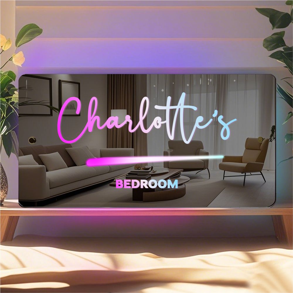 Custom Name Hollow Mirror Lamp