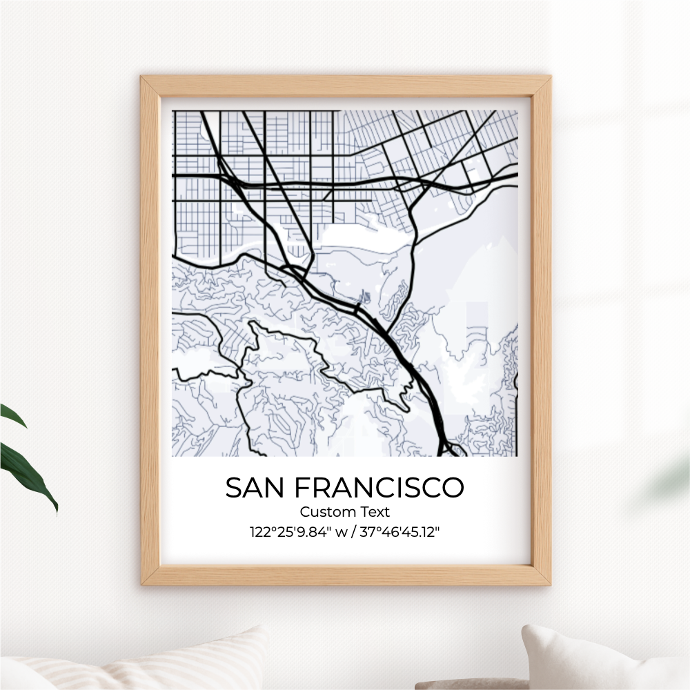 Custom City Map Wall Art Poster