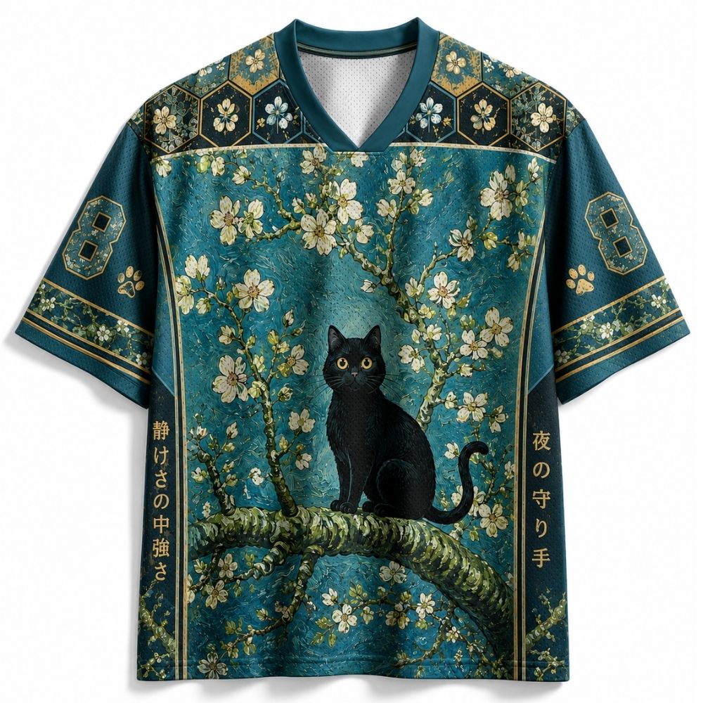 Jaws Almond Blossom Black Cat Jersey Shirts