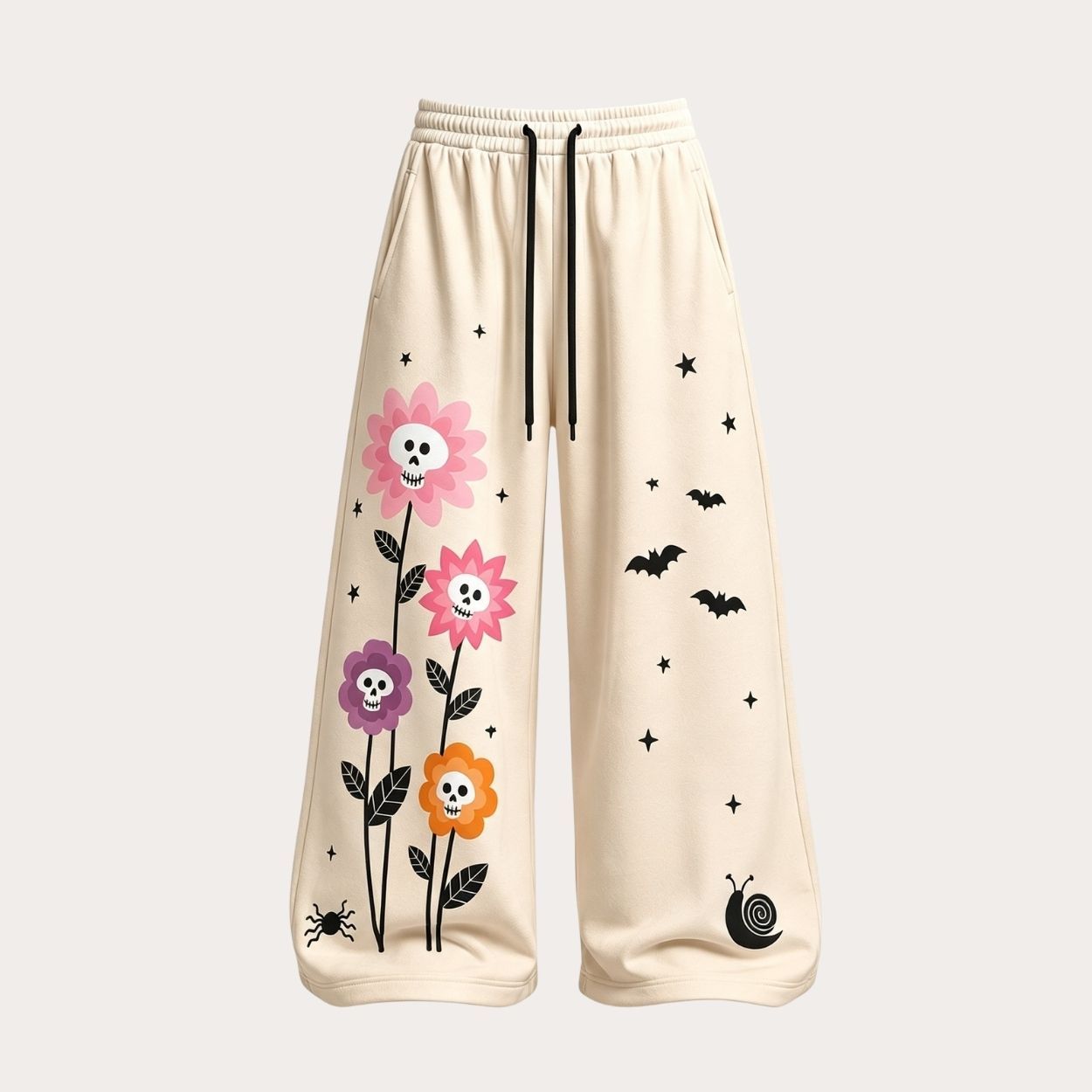 Cute Skull Flower Lounge Top & Elasticated Trousers Two-Piece Set
