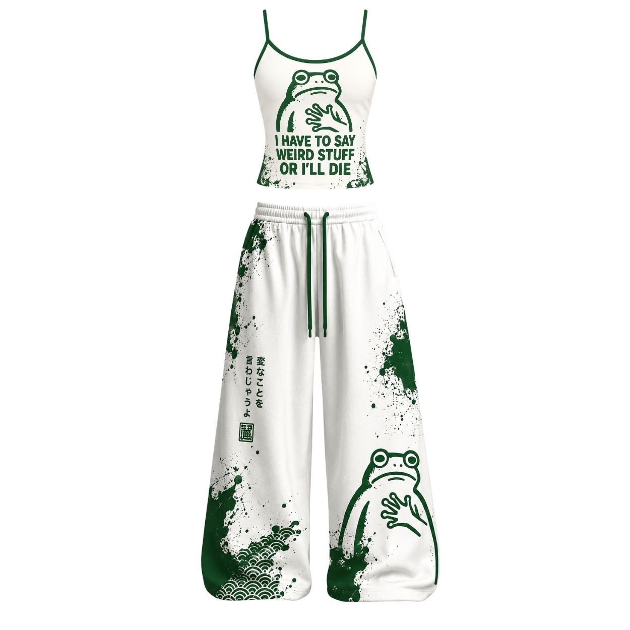 Funny Weird Frog Top & Elasticated Trousers Two-Piece Set