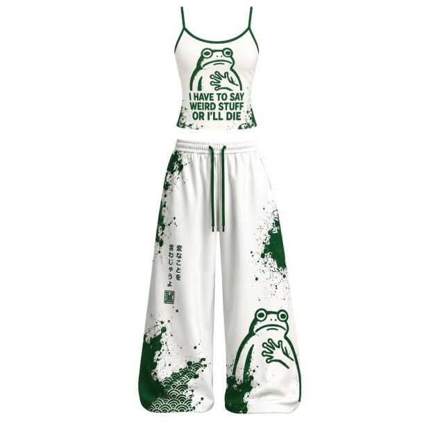 Funny Weird Frog Top & Elasticated Trousers Two-Piece Set