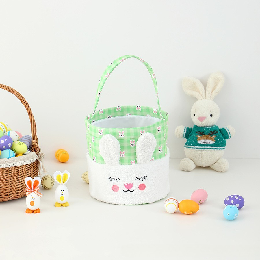 Easter Children'S Rabbit Basket Festive Rabbit Bucket Scene Layout Portable Bucket