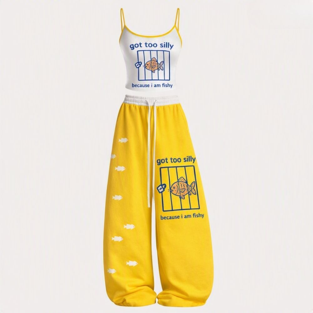 Fish Got Too Silly Top & Elasticated Trousers Two-Piece Set