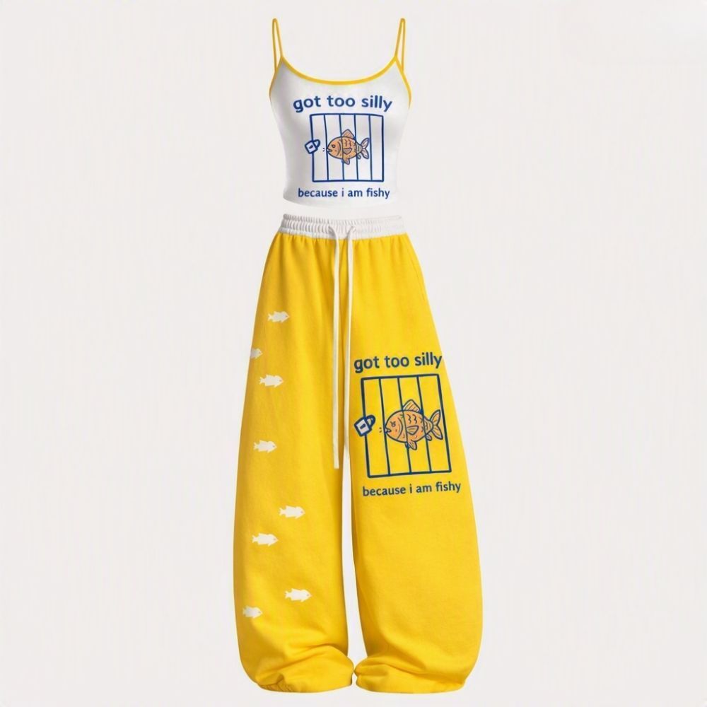 Fish Got Too Silly Top & Elasticated Trousers Two-Piece Set
