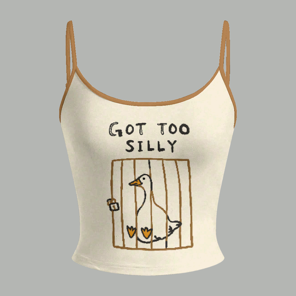 Cute Got Too Silly Duck Print Top & Elasticated Trousers Two-Piece Set