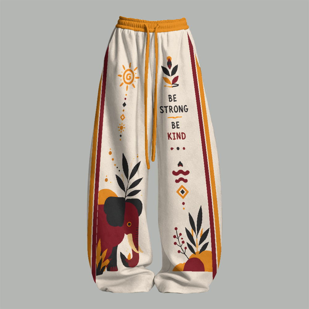 Boho Elephant Walk Your Own Path Top & Elasticated Trousers Two-Piece Set