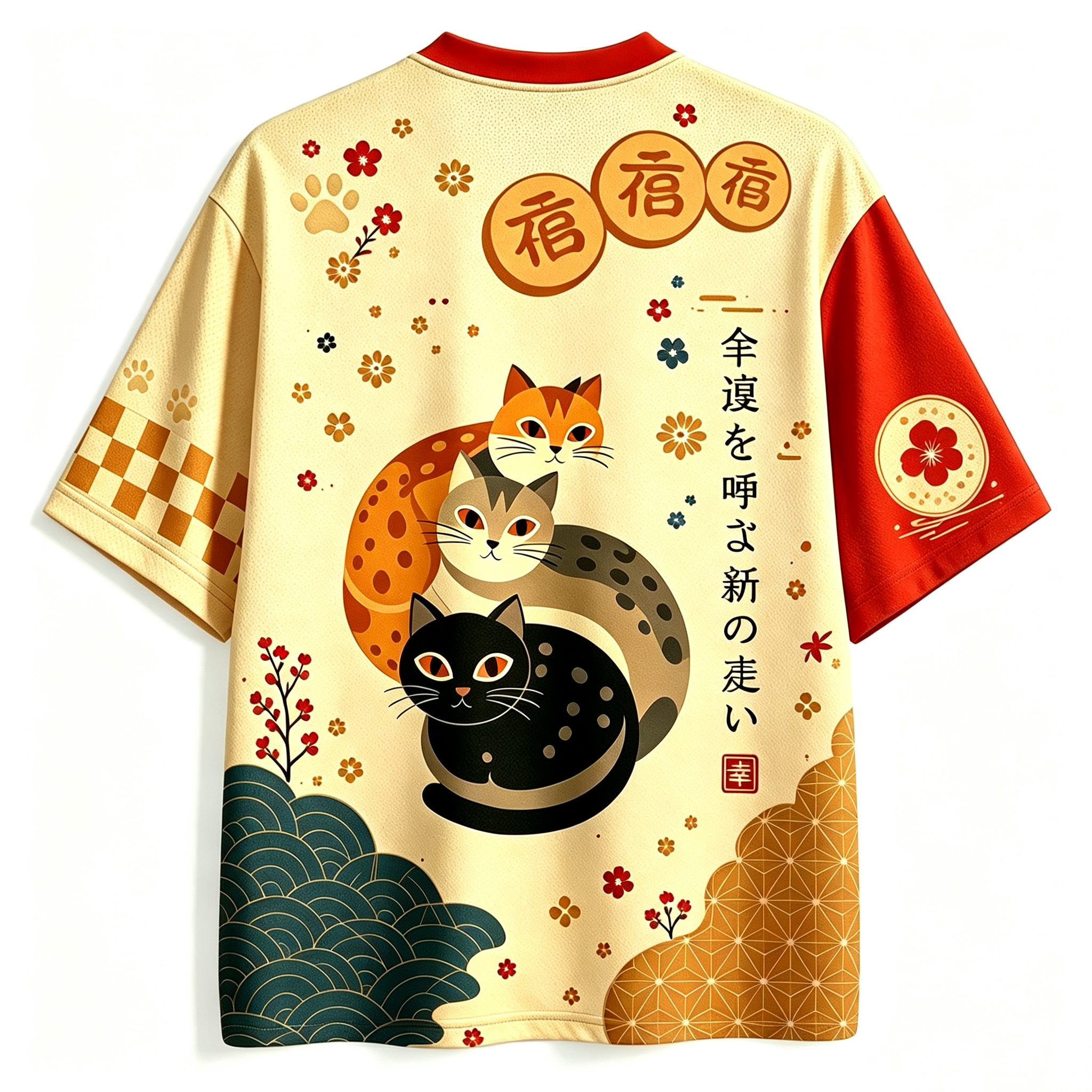 Japanese Maneki Neko Art Jersey Shirts
