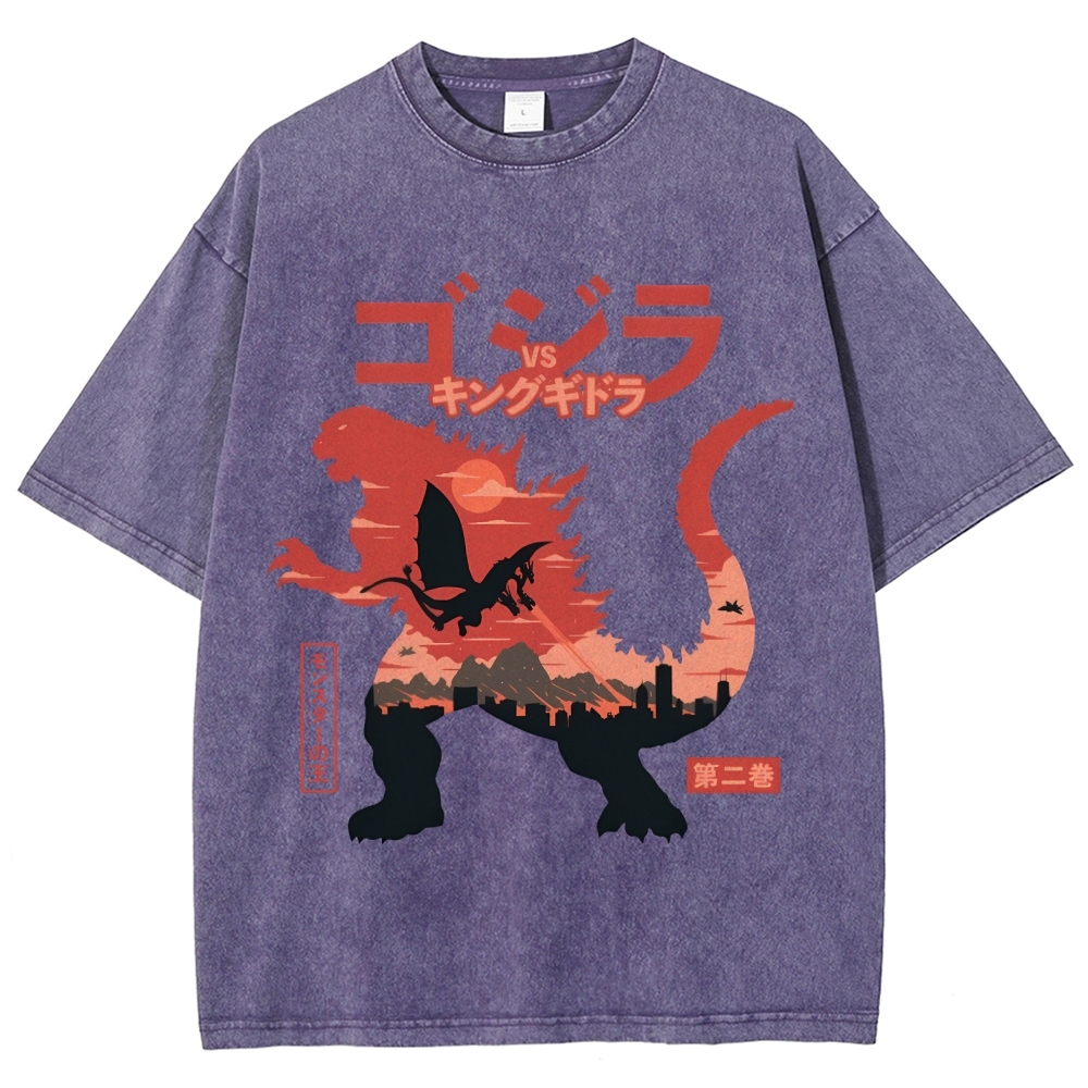 Godzilla King Of The Monsters Vol.2 Vintage Wash Japanese Design T-Shirt