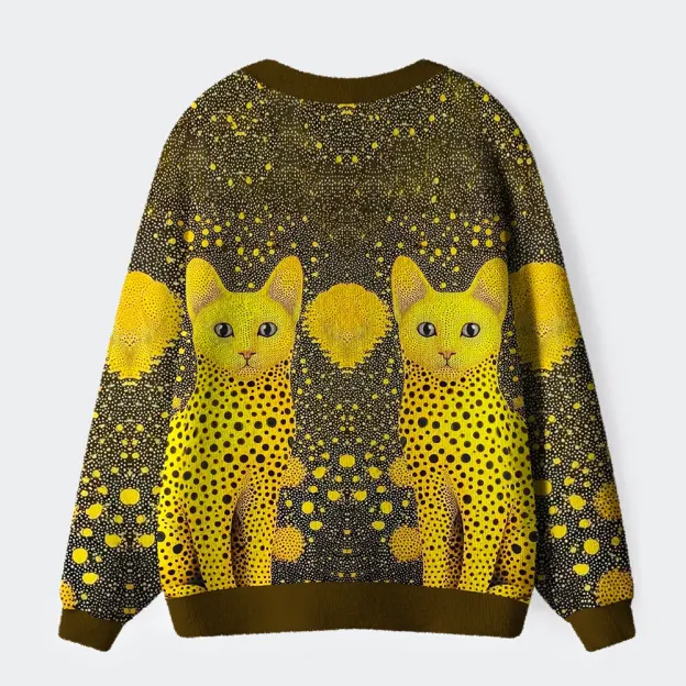 Unisex Polka Dot Pattern：Cats In Style Ugly Cardigan Sweater