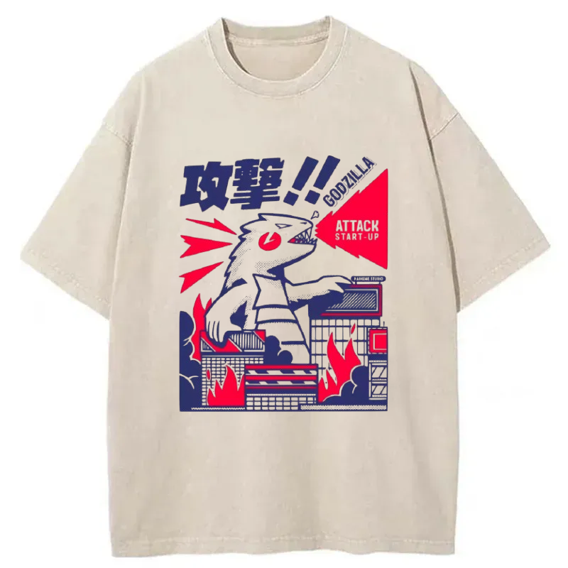 fujisakuras Destroy city monsters Washed T-Shirt