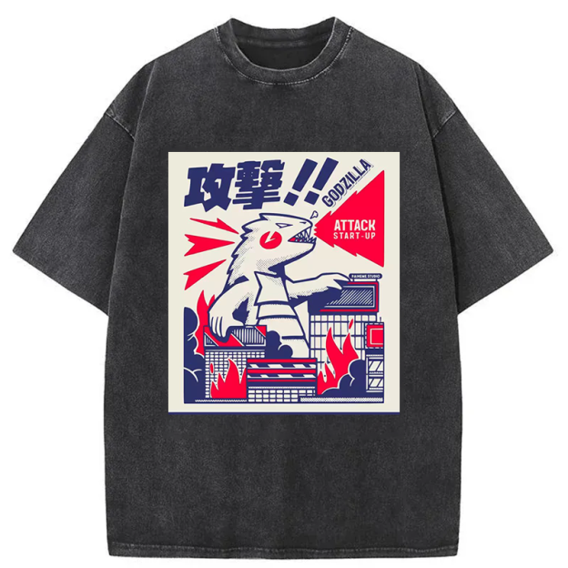 fujisakuras Destroy city monsters Washed T-Shirt