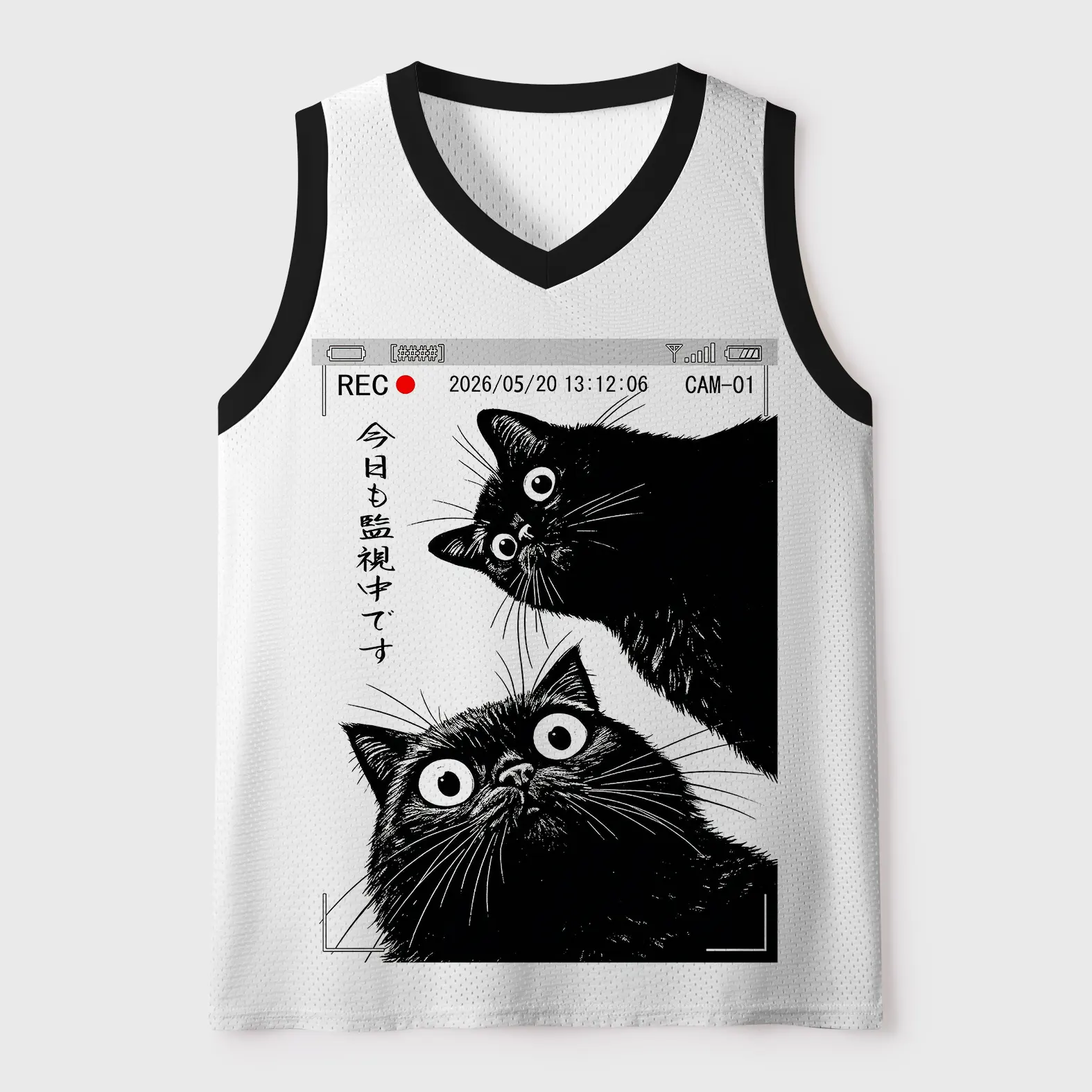 The Cat Is Watching Today Printed Jersey Tank