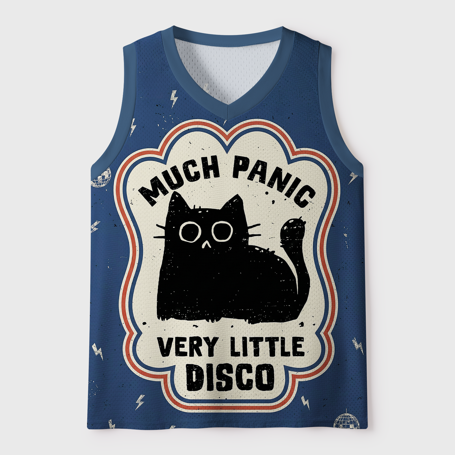 "Much Panic"Retro Printed Jersey Tank