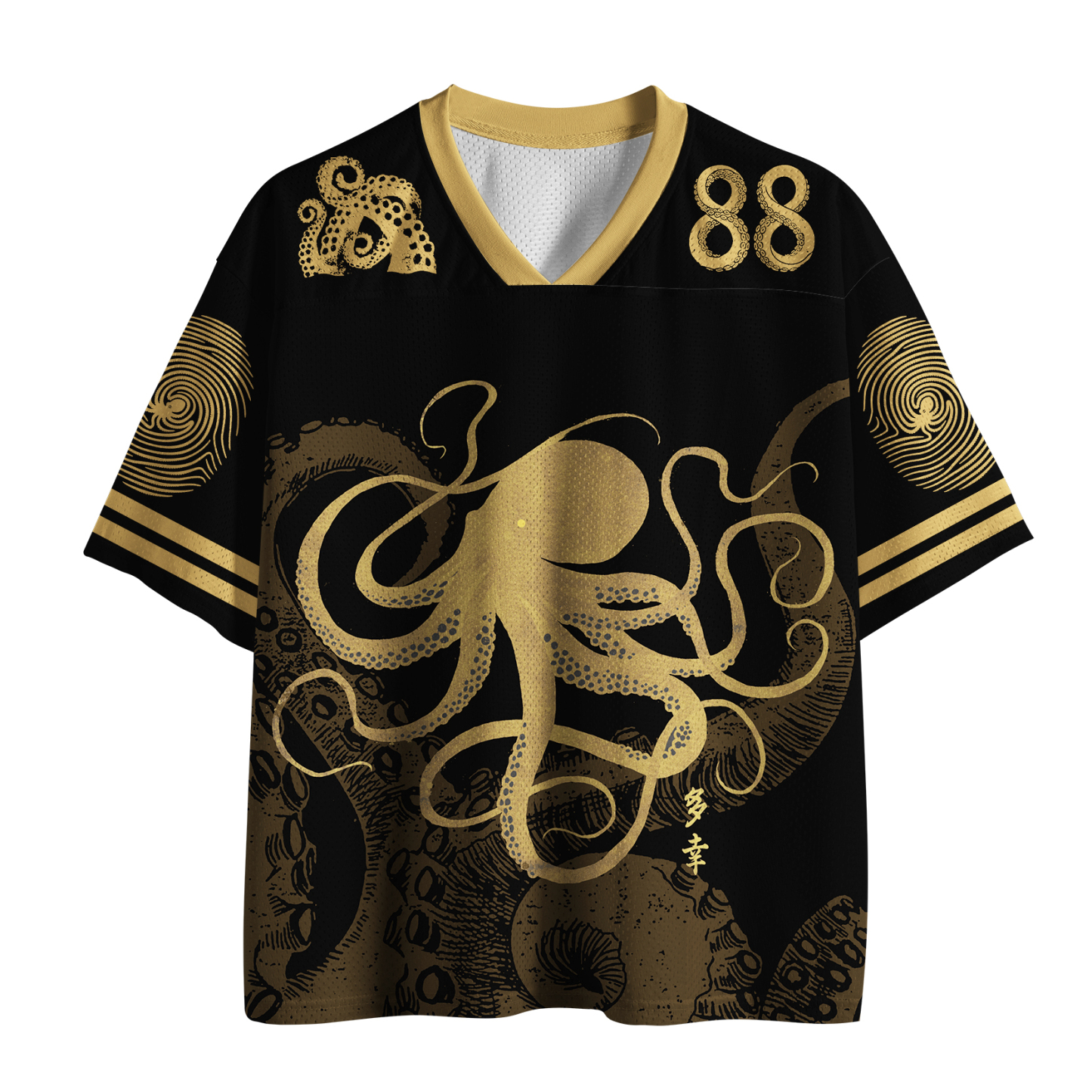 Octopus Japanese Gold Print Tattoo Jersey Shirts