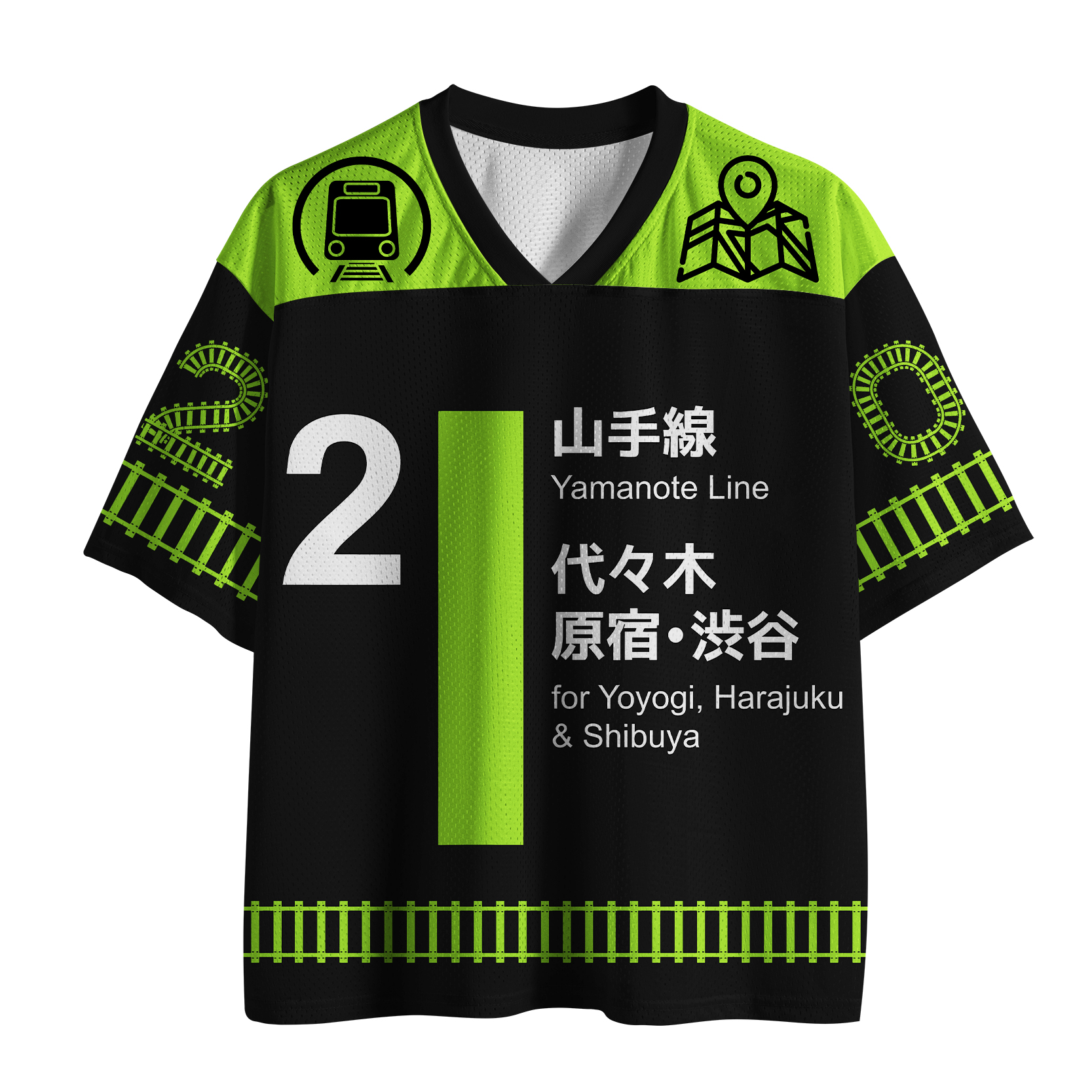Yamanote Line Shibuya and Harajuku Jersey Shirts