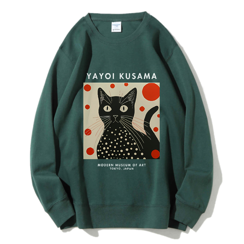 Unisex Yayoi Kusama Cat Printed Sweatshirt