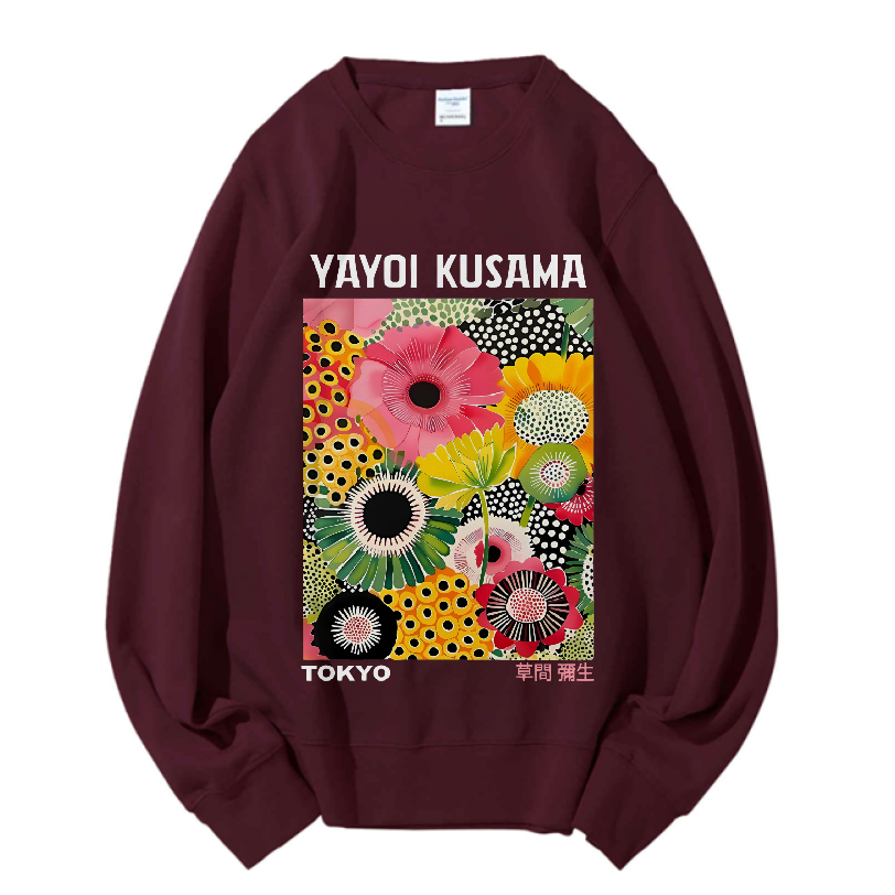 Unisex Flowers Yayoi Kusama Casual Printed Sweatshirt