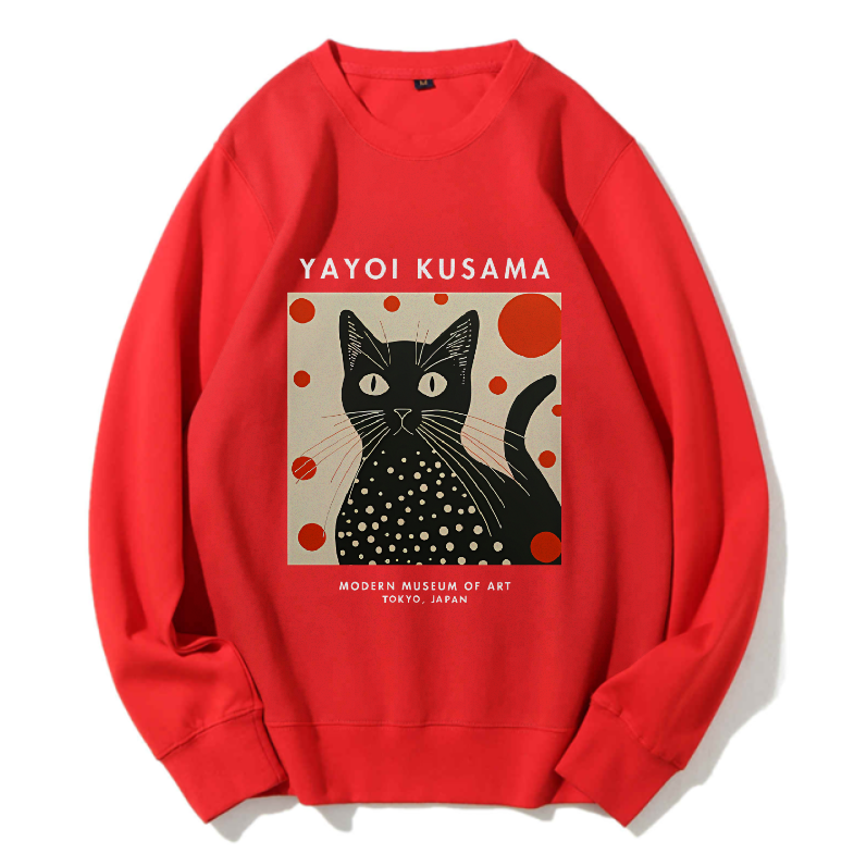 Unisex Yayoi Kusama Cat Printed Sweatshirt