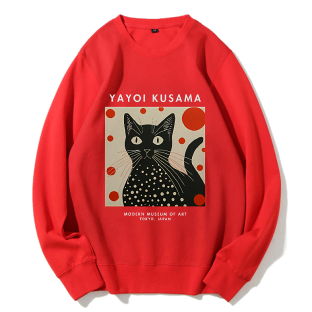 Unisex Yayoi Kusama Cat Printed Sweatshirt