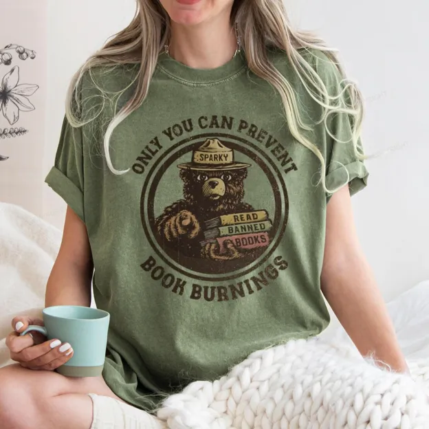Only You Can Prevent Book Burnings Unisex Washed T-shirt