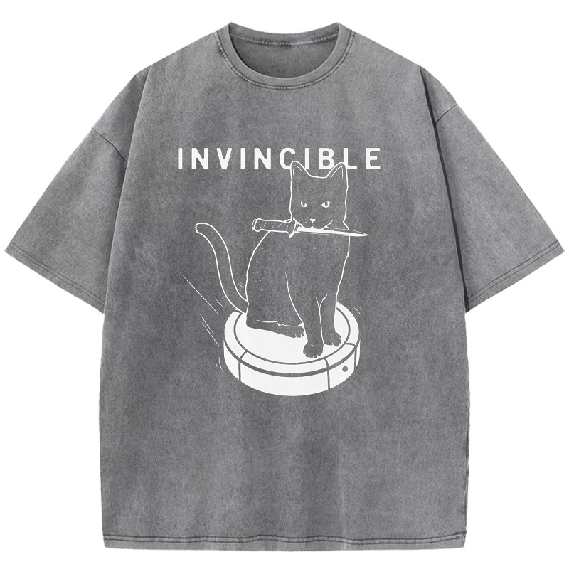 Invincible Cat Washed T-Shirt