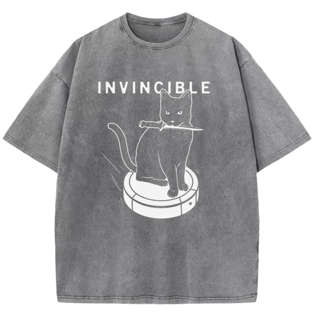 Invincible Cat Washed T-Shirt