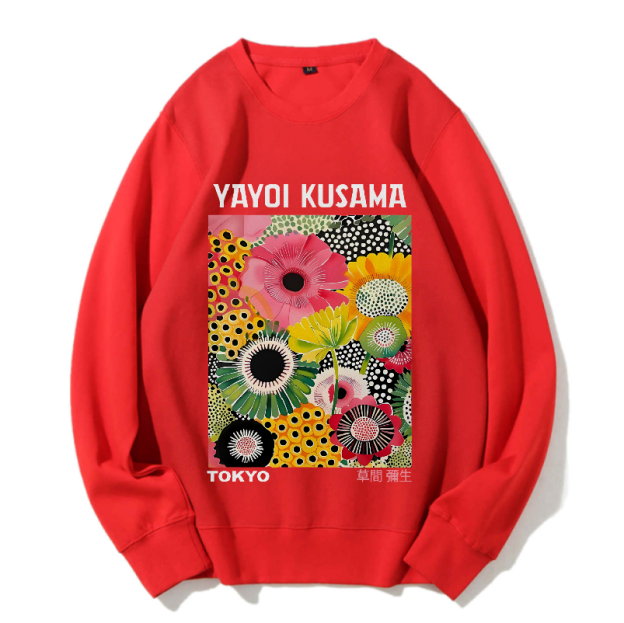 Unisex Flowers Yayoi Kusama Casual Printed Sweatshirt