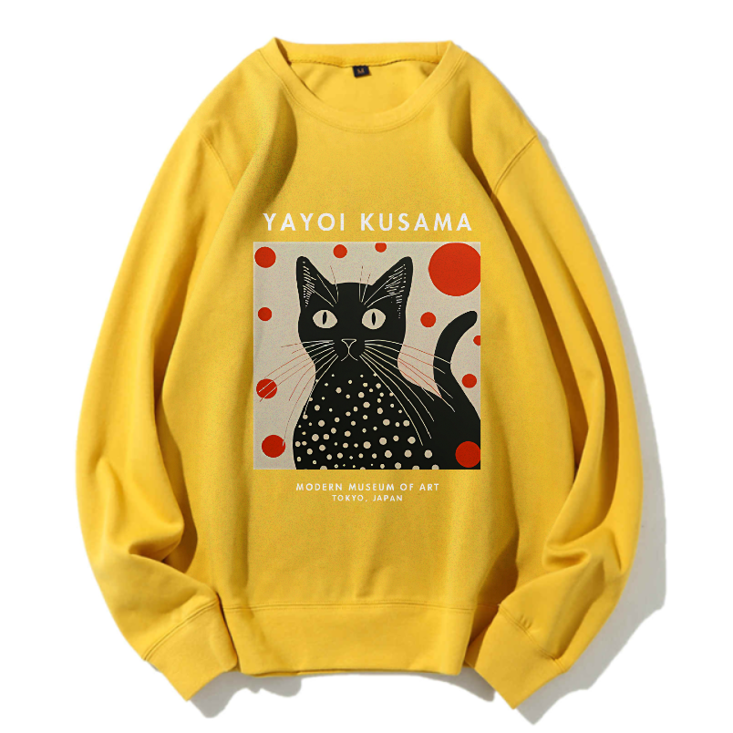 Unisex Yayoi Kusama Cat Printed Sweatshirt
