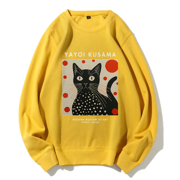 Unisex Yayoi Kusama Cat Printed Sweatshirt