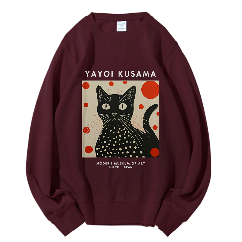 Unisex Yayoi Kusama Cat Printed Sweatshirt