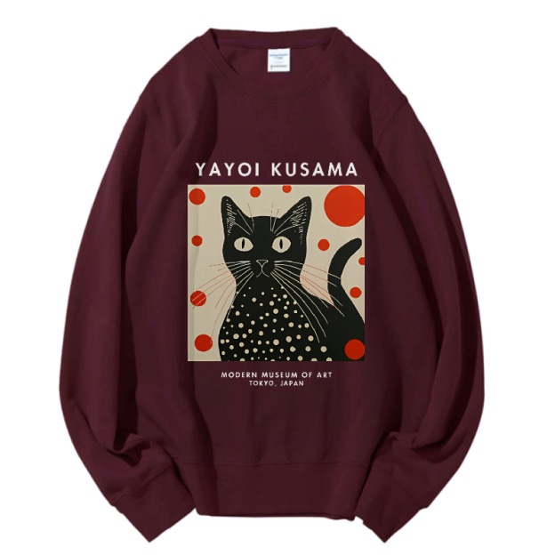 Unisex Yayoi Kusama Cat Printed Sweatshirt