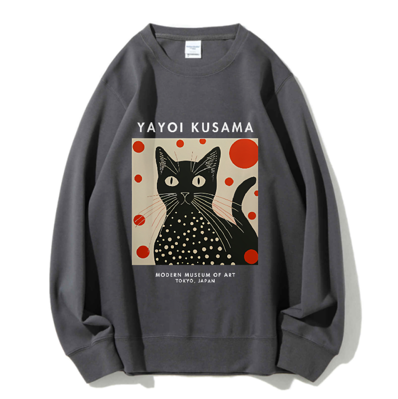 Unisex Yayoi Kusama Cat Printed Sweatshirt