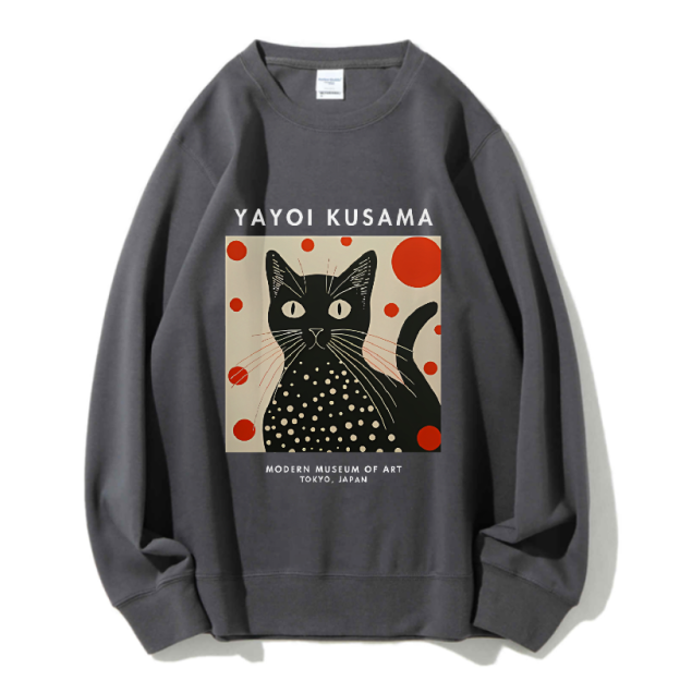 Unisex Yayoi Kusama Cat Printed Sweatshirt