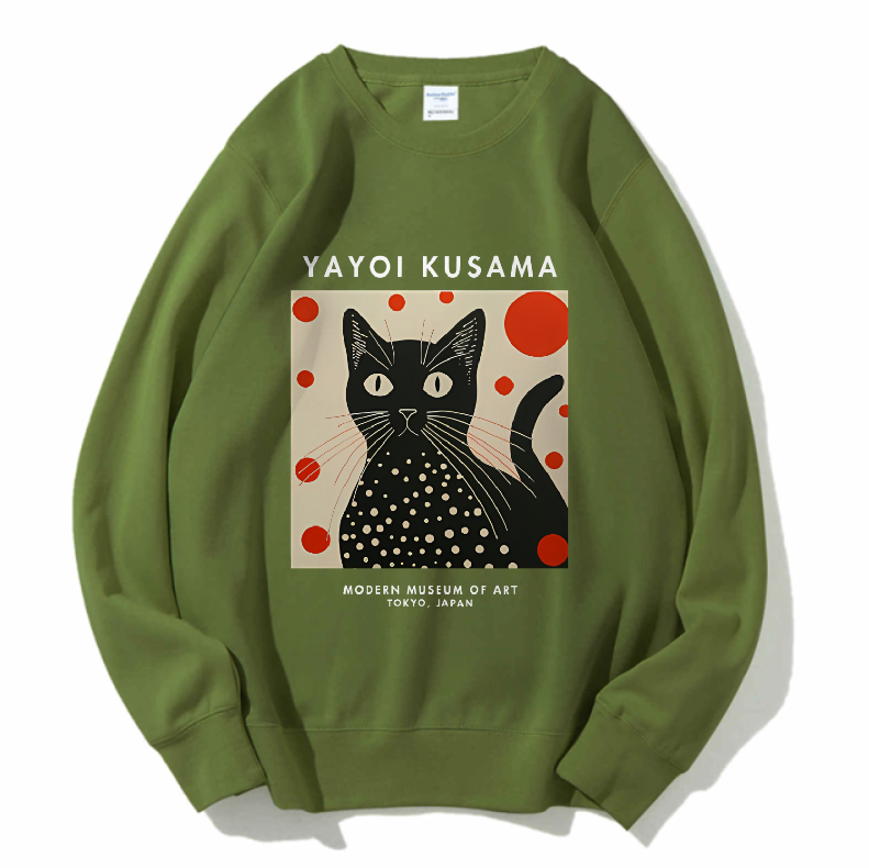 Unisex Yayoi Kusama Cat Printed Sweatshirt