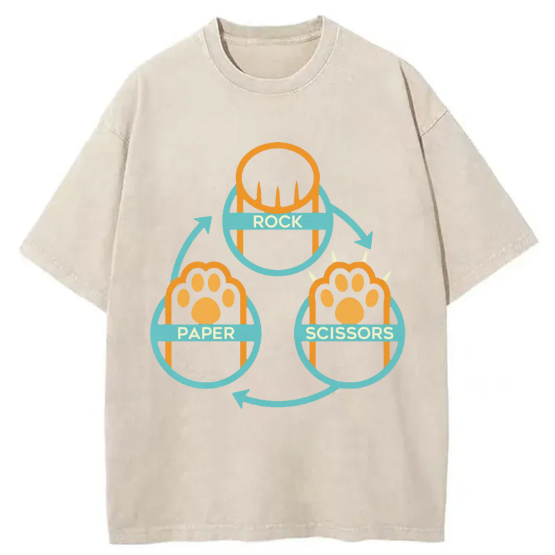 Rock Paper Scissors Paws Washed T-Shirt
