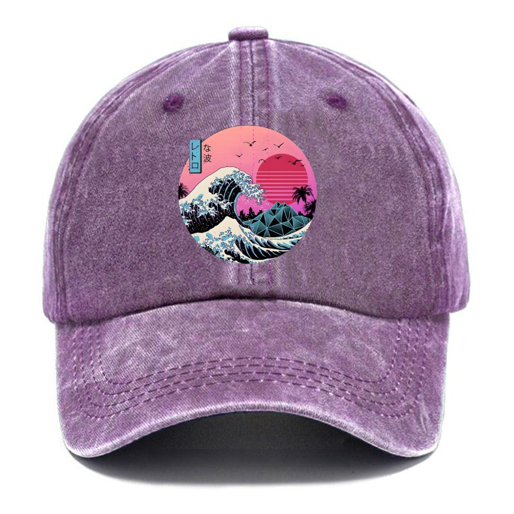  Japanese The Great Retro Wave Washed Cap