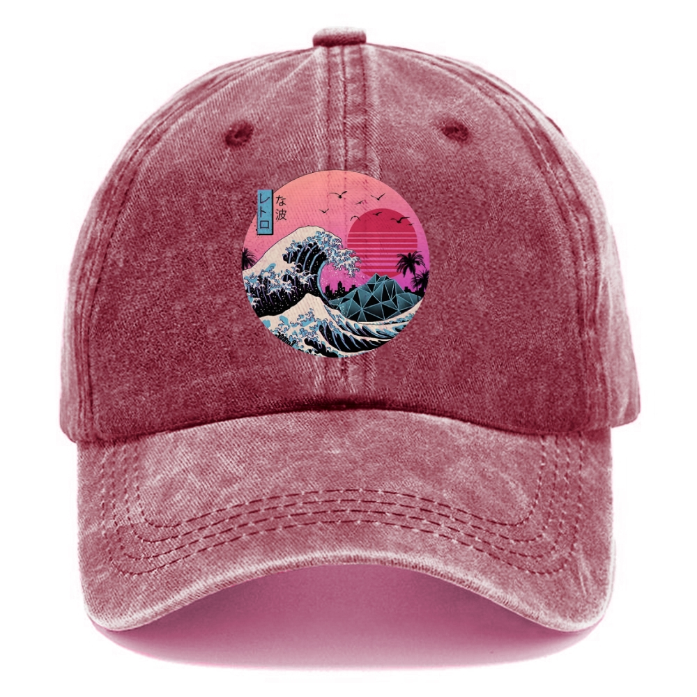  Japanese The Great Retro Wave Washed Cap