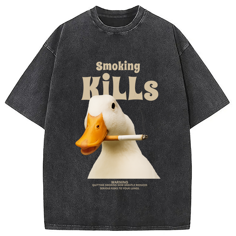 Goose Smoking Funny Meme  Washed T-Shirt
