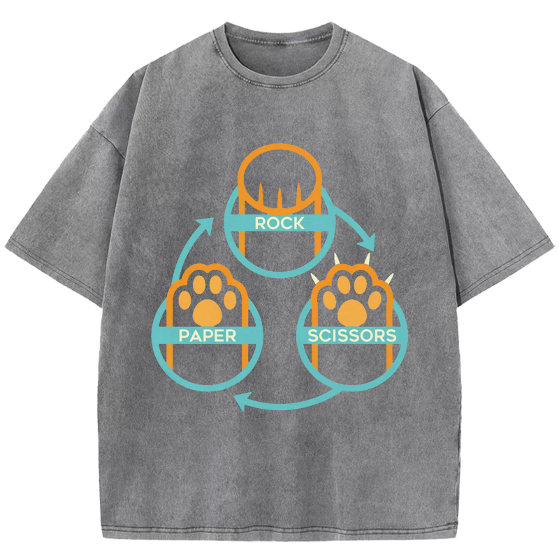 Rock Paper Scissors Paws Washed T-Shirt