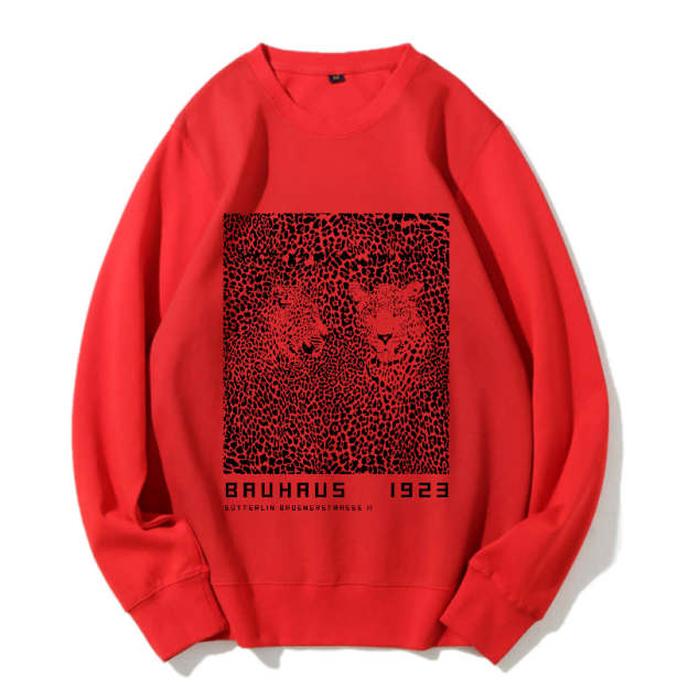 Unisex Bauhaus Style Leopard Printed Sweatshirt