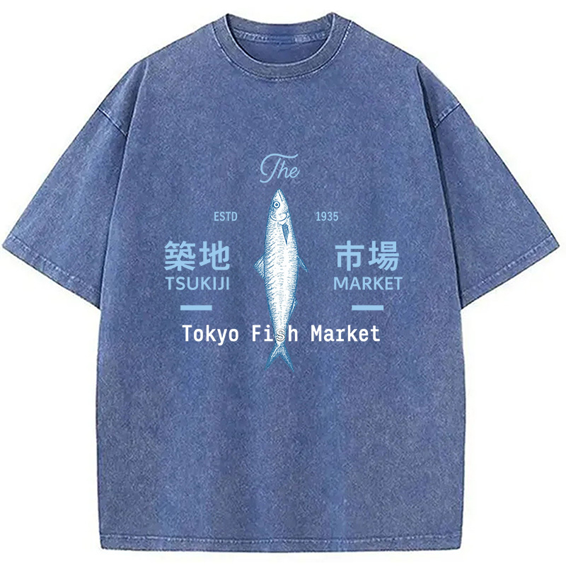 Tsukiji Tokyo Fish Market Vintage Washed T-Shirt