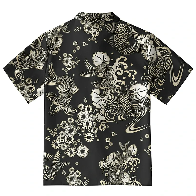  Elegant Koi Floral Aloha Hawaiian Shirt