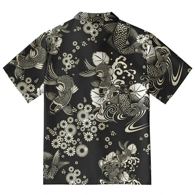  Elegant Koi Floral Aloha Hawaiian Shirt