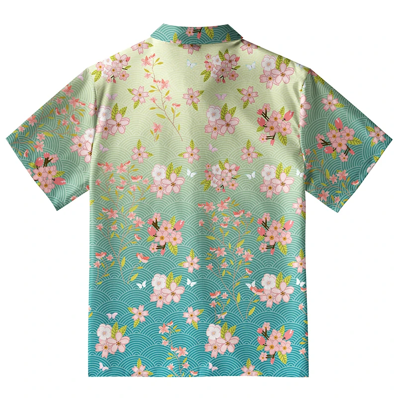  Sakura Blossom Waves Button-up Shirt