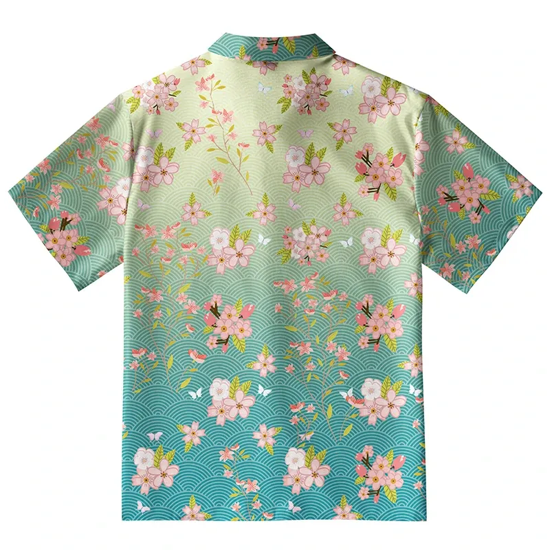 Sakura Blossom Waves Button-up Shirt